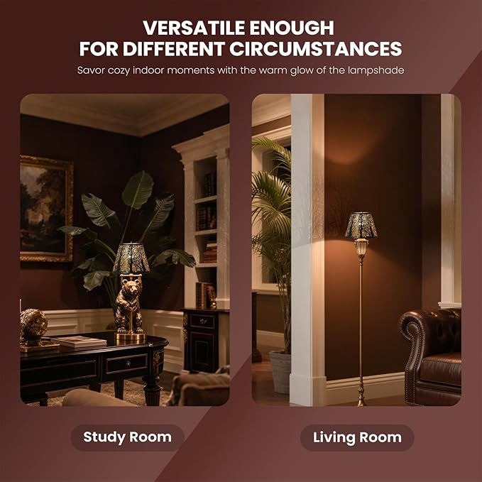 Small Metal Lampshade Forest Etching Forest Lamp Shade Pattern 6'' Top 10'' Bottom Height 7.5'' Fits For Table Lamps And Floor Lamps Spider Fitter Out Black in Gold ALUCSET lampshade