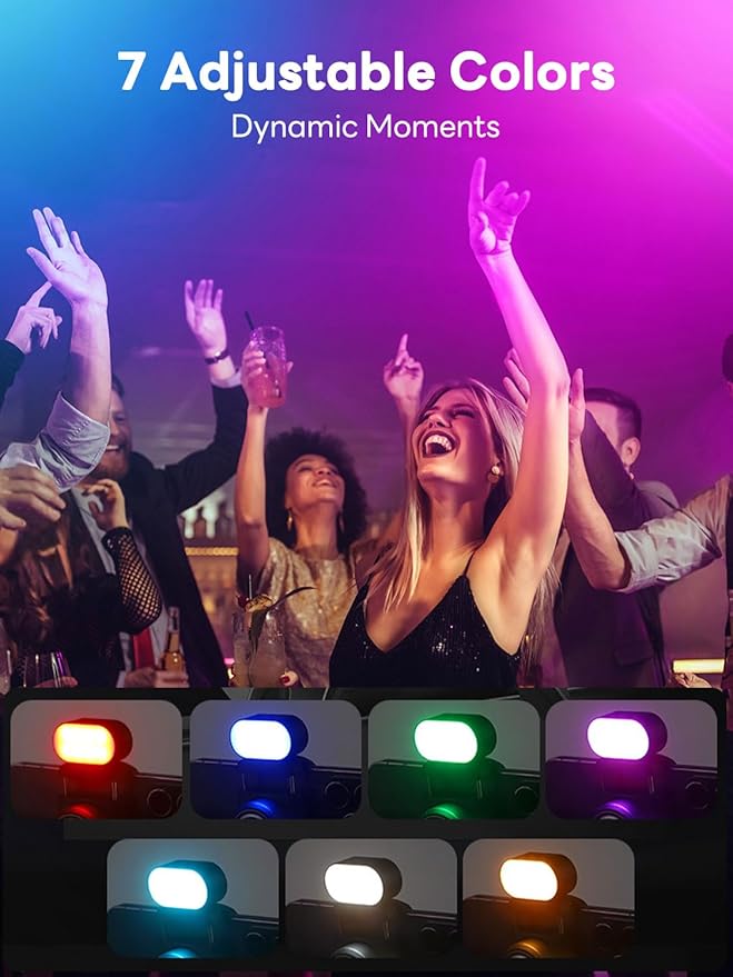 AOCHUAN Magnetic RGB LED Fill Light,7 Colors, 3 Brightness Levels, 180 Mins Standby, Gradient & Flash Modes, Portable Lighting for AOCHUAN Gimbal, Photography, Vlogging, Live Streaming