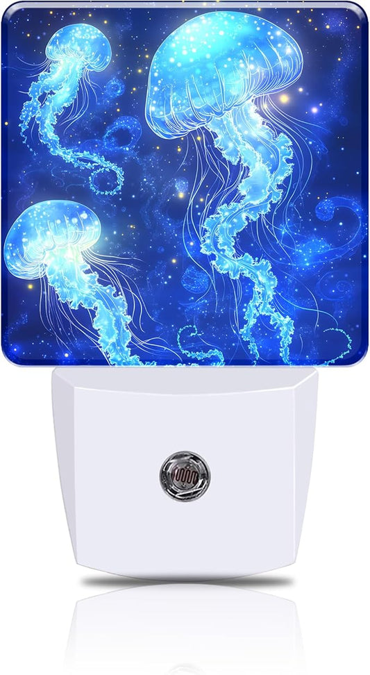 Night Light Magic Glowing Jellyfish Night Lights Plug into Wall Smart Dusk to Dawn Sensor 0.5W Energy Efficient Led Lamp for Men Women Bedroom Bathroom Hallway Stairway Decor