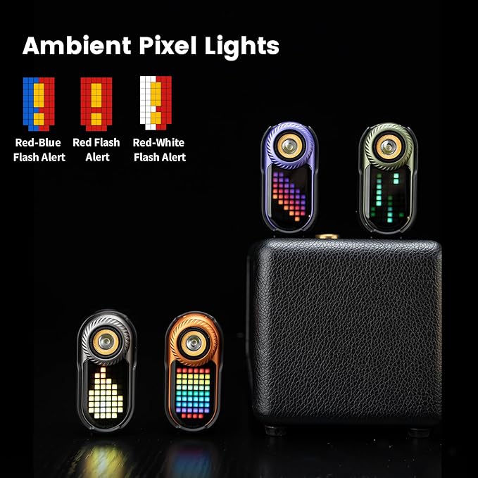 LOOPDOT EDC Flashlight (with DotClip) – Rechargeable Small and Powerful LED Flashlight with RGB Pixel Display, Interactive Games, Adjustable Brightness – Cool Gadget Gift for Kids & Adults (Orange)