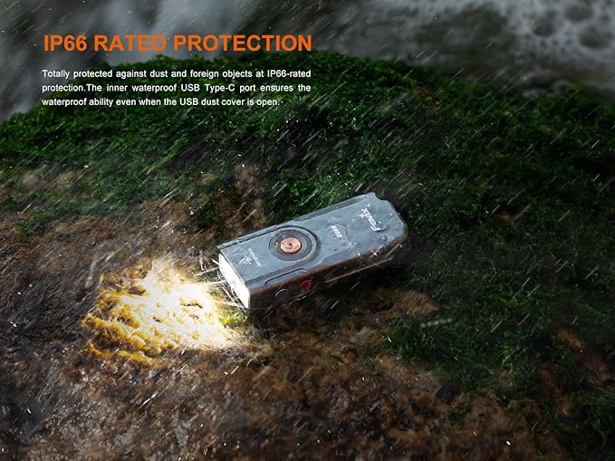 Fenix E06R 700 Lumen 3-in-1 EDC Keychain Flashlight, USB-C Rechargeable, Includes UV Light and Organizer (Graffiti)