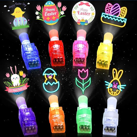 48PCS Easter Party Favors, Led Finger Lights for Kids Bulk, Mini Light Up Finger Flashlights for Easter Egg Hunt, Surprise Egg, Basket Fillers, Classroom Prizes Parties Halloween Christmas