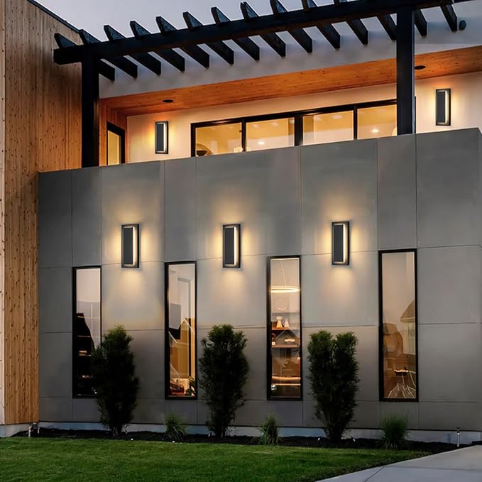 11.8" Outdoor Wall Lights, Black Led Wall Sconces,Exterior Light Fixtures Wall Mount, 3000K Warm White,Waterproof Modern Porch Hallway Front Door Lights 360°Beam Angle 1 Pack