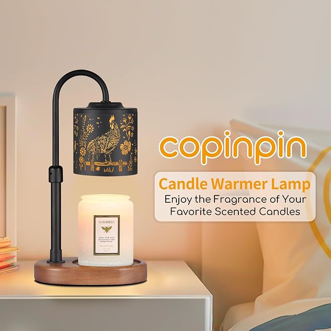 Dimmable Candle Warmer Lamp with Timer Adjustable Height for Scented Jar Candles Electric Candle Wax Melt Warmer for Home Decor Christmas Birthday Gifts for Women Mom(Rooster)