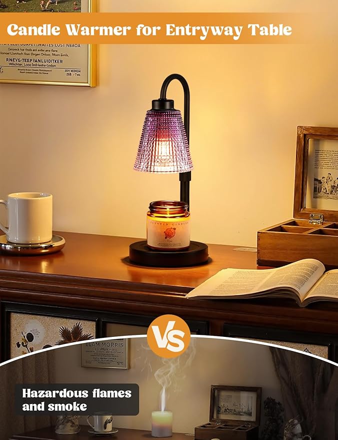 Innqoo Purple Candle Warmer Lamp with Timer, Dimmable Candle Warmer for Home Decor, Height Adjustable Candle Lamp for Jar Candles, Birthday Gifts for Women Mom, House Warming Gifts New Home