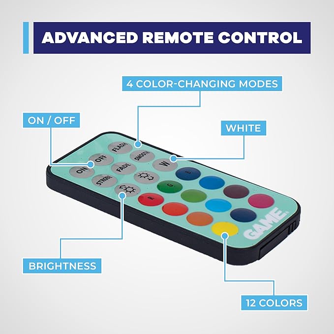 Game Pool Lights - 12 Colors 4 Modes, Easily Installable, Remote Controlled, Uses 3 AAA Batteries, for Above Ground Pools