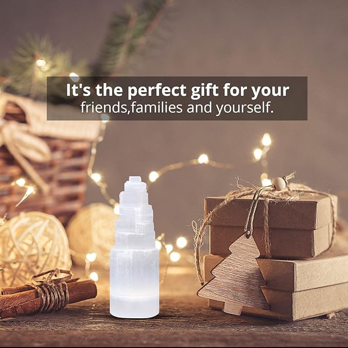 WBM Selenite Crystal Skyscraper Tower 15cm Long, Natural Healing & Calming Effects, Moroccan Crystal Without Cord for Home Decor 3-5 Lbs