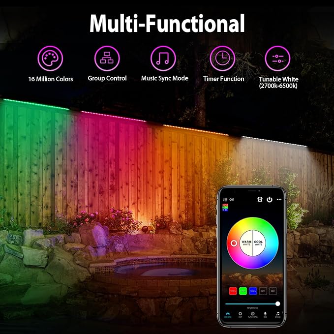 Smart Linkable LED Wall Washer Light, 168W RGB+CW Color Changing Smart Bar Lights with Group and Individual Control, Timing Functions, Perfect for Outdoor & Indoor Lighting Projects, ETL Listed
