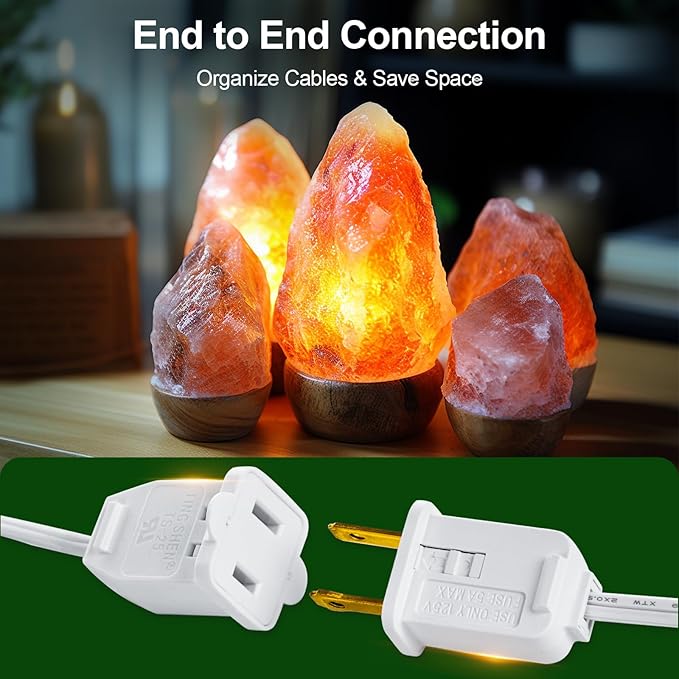 SURAIELEC Accessory Cord with 4 LED Bulbs, 10.5ft Christmas Village Lights, House Light Replacement with On/Off Switch, C7 Cord for Halloween Decorations, UL Listed, Set of 2