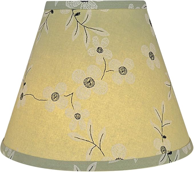 Aspen Creative 59103A Empire Uno Lamp Shade in Tea Green with White Flowers Print Fabric, 5" Top x 10" Bottom x 8" Slant Height, Slip UNO 33mm