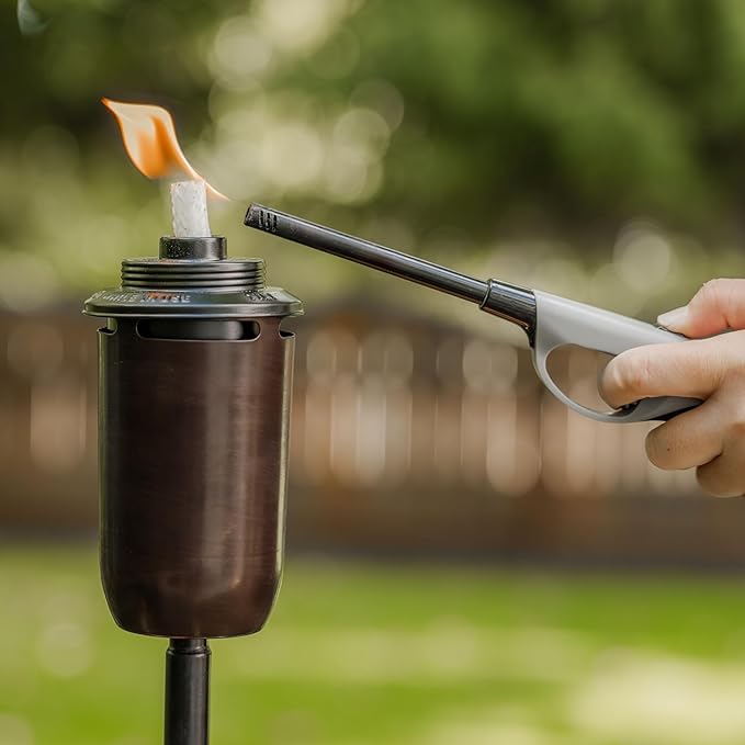TIKI 2-Pack Honey Copper Outdoor Torches – Easy Install Decorative TIKI Torches for Patio, Backyard & Garden – Includes Long-Lasting Wicks & Snuffer, Weather-Resistant, Bronze