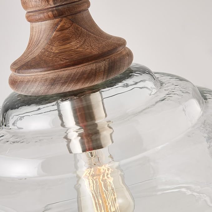 Capital Lighting 330318YG Julian Coastal Style Clear Organic Rippled Glass Dome Pendant, 1-Light 100 Watt, 16" H x 14" W, Grey Wash/Iron Silk