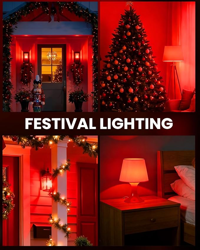 Red Sleep Light Bulbs: A15 5W 625nm Red Light Bulbs for Sleeping, 100% Blue Light Blocking Dim Light Bulbs 40W Equivalent, E26 LED Bulbs for Mood Soothing, Bedroom and Baby Nursery, 2 Pack