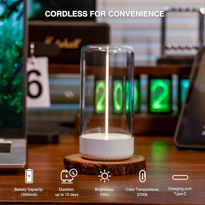 AUGE LIGHT Mini Minimalist Table Lamp Cordless LED Desk Lamp Rechargeable Modern Night Lights Portable Nightstand Lamps Unique Ambient Light Mood Lighting for Bedroom, Beside, Nursery