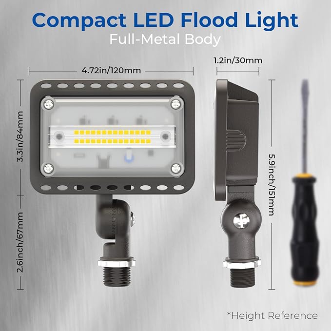 CINOTON 20W LED Flood Lights Outdoor, IP65 Waterproof Exterior Security Wall Lights with 180°Knuckle, 2800LM 120V Outside Aluminum Lighting Fixture for Patio Porch Yard Garage 5000K 1 Pack, UL Listed