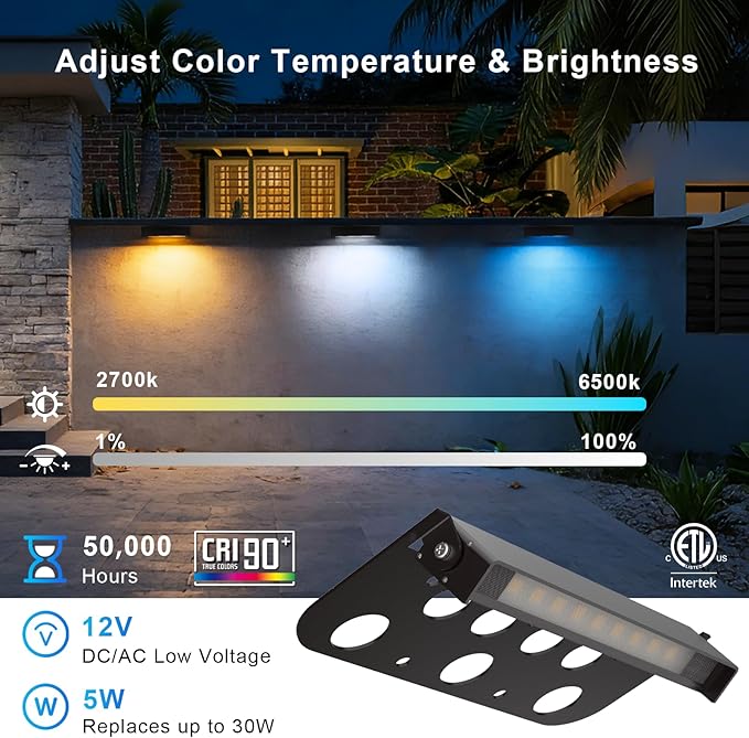 4 Pack RGBCW Retaining Wall Lights, 7 Inch Smart RGB LED Hardscape Lighting, APP/Remote Control, 5W 12V AC/DC Low Voltage Outdoor Step Light, Waterproof Color Changing Landscape Lighting, ETL