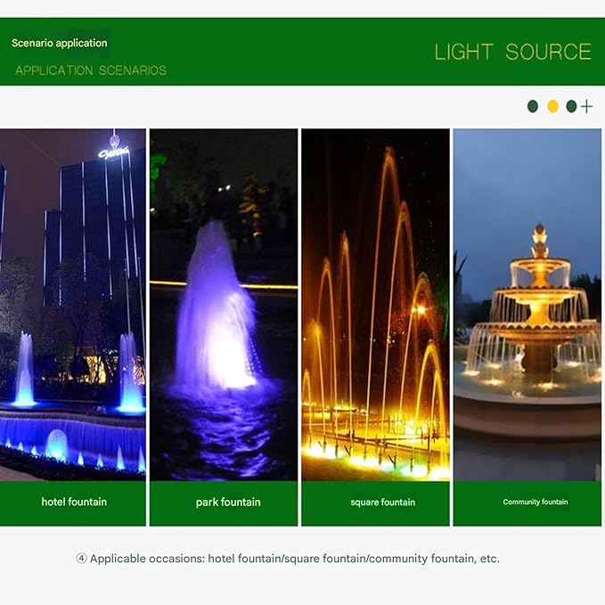 Submersible LED Fountain Light - IP68 Waterproof Stainless Steel Color Changing Pool Spotlight (12V/24V)