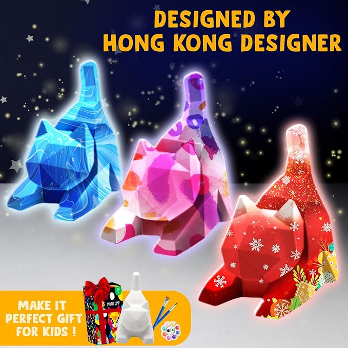 Goody King Paint Your Own Lie Cat Lamp Kit, DIY Cat Crafts Night Light, Arts & Crafts for Kids Ages 8-12, Painting Kit for Girls Boys Age 4 5 6 7 8+, Art Supplies Creative Gift for Birthday, Party