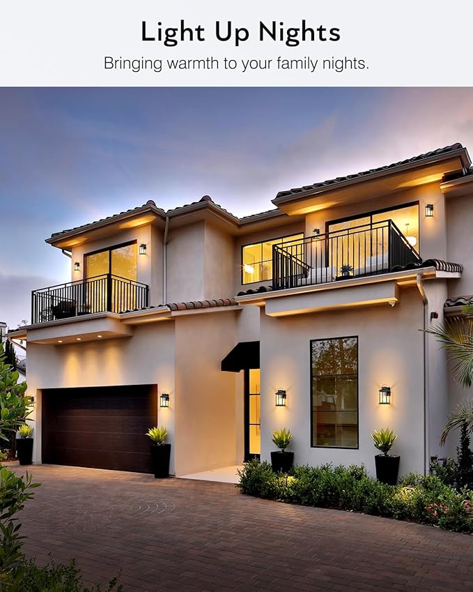 VIANIS Porch Lights Outdoor, Black Gold Accents Dusk to Dawn Exterior Garage Lighting Fixtures Wall Mount for House, Modern Outdoor Wall Sconce Lanterns Lighting for Front Porch Patio, Anti-Rust