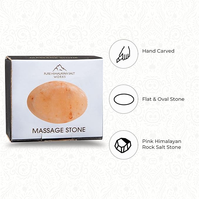 Flat Oval Massage Stone, Pink Crystal Hand-Carved Stone for Massage Therapy, Deodorant and Salt and Sugar Scrubs, 2.5” W x 3.5” L x 1” D