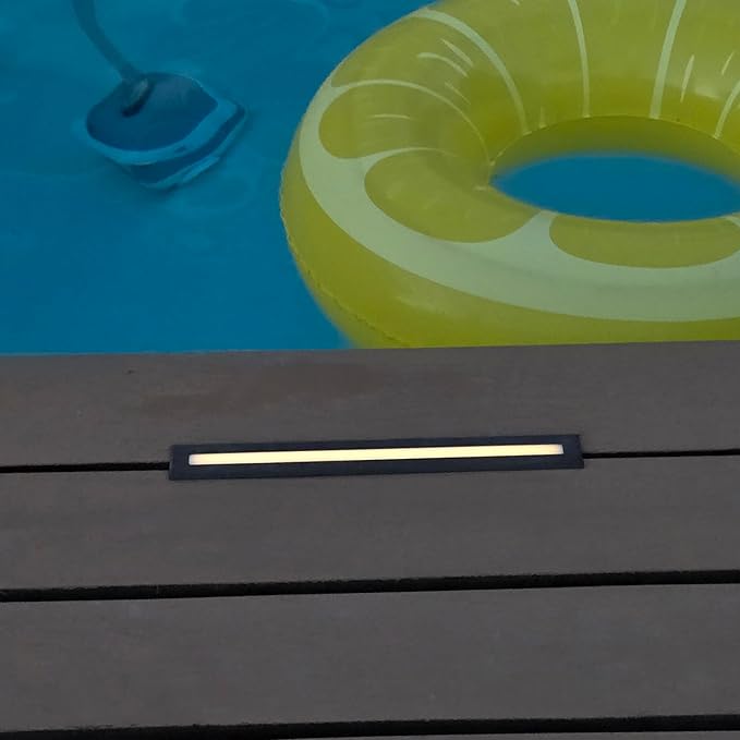LUMENGY Deck Liner LED Light 0.5x9 Inch, 2700K Warm White, 12V Low Voltage, IP67 Waterproof, for Wood and Composite Decks and Patios, Brown