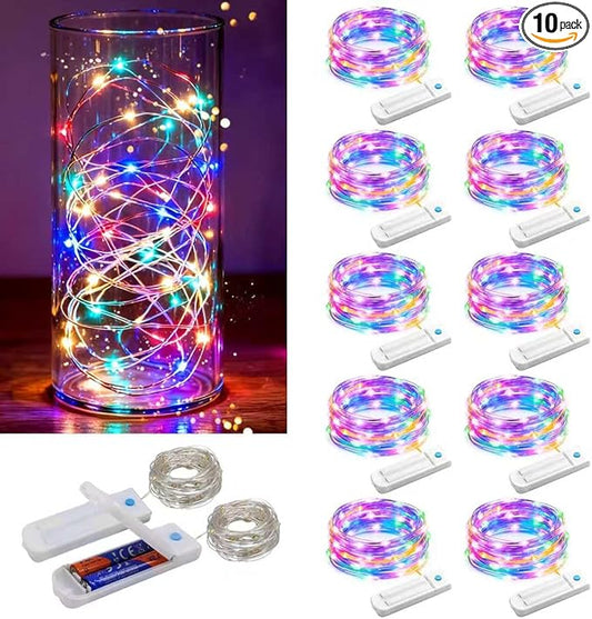 ZNYCYE 10 Pack 10 ft 30 LED Mason Jar String Lights 8 Modes with Timer Waterproof Fairy Lights Upgraded Battery（Included Operated for DIY Wedding Party Mason Jar Christmas Decorations (Multi-Color)