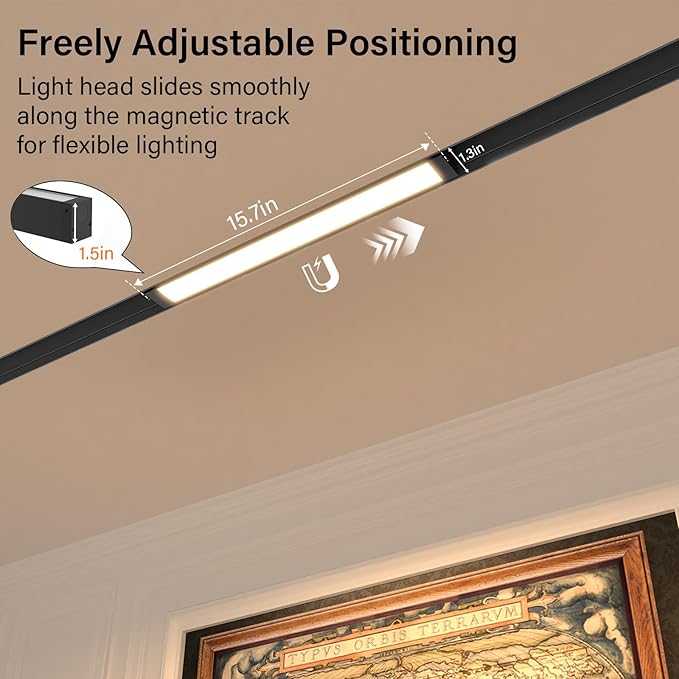 2 Pcs Magnetic Floodlight Track Head, 24V 15W LED Lamp for Track Light, Dimmable Linear Floodlight with APP & Remote Control, Adjustable 3000K-6000K Color Temperature, for Ceiling Lighting