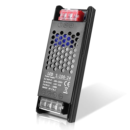 LED Driver 24V 100W 4.1A Slim LED Power Supply, AC 100-250V to 24V DC Adapter, Constant Voltage LED Transformer for Strip Lights, Bulbs, Garden and Cabinet Lights