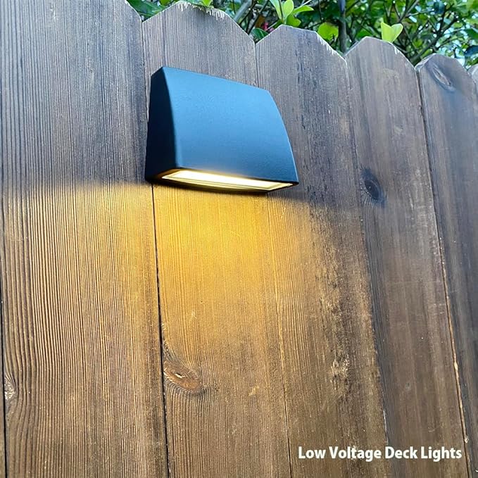 Low Voltage Outdoor Deck Lights,5W 12-24V AC/DC Landscape Lighting Deck Railings Dock Step Fence Post Light,Aluminum Housing Frosted Glass Cover Warm White Black Color Pack of 2
