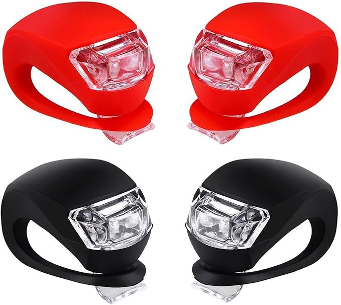 Malker Bicycle Light Front and Rear Silicone LED Bike Light Set - Bike Headlight and Taillight,Waterproof & Safety Road,Mountain Bike Lights,Batteries Included