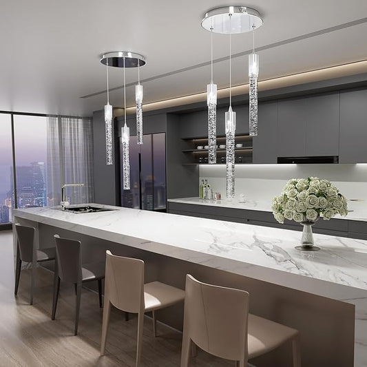 Flashing God 3 Light Pendants Light for Kitchen Island Dining Room Pendant Lighting Fixture Mini Crystal Chandelier Ceiling Hanging Lights for Bedroom Island Kitchen