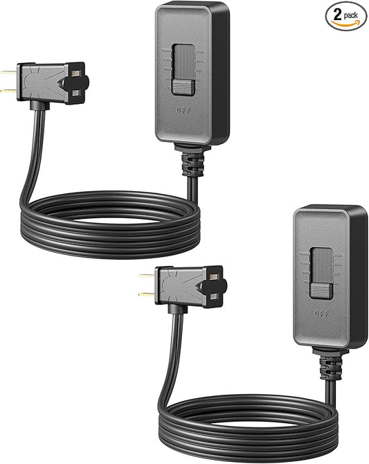 DEWENWILS Plug in Dimmer Switch for Lamp, Table Lamp Dimmer for Dimmable LED/CFL Lights and Incandescent Bulbs, Full Range Slide Control, Dimmer Extension Cord, Black, 2 Pack