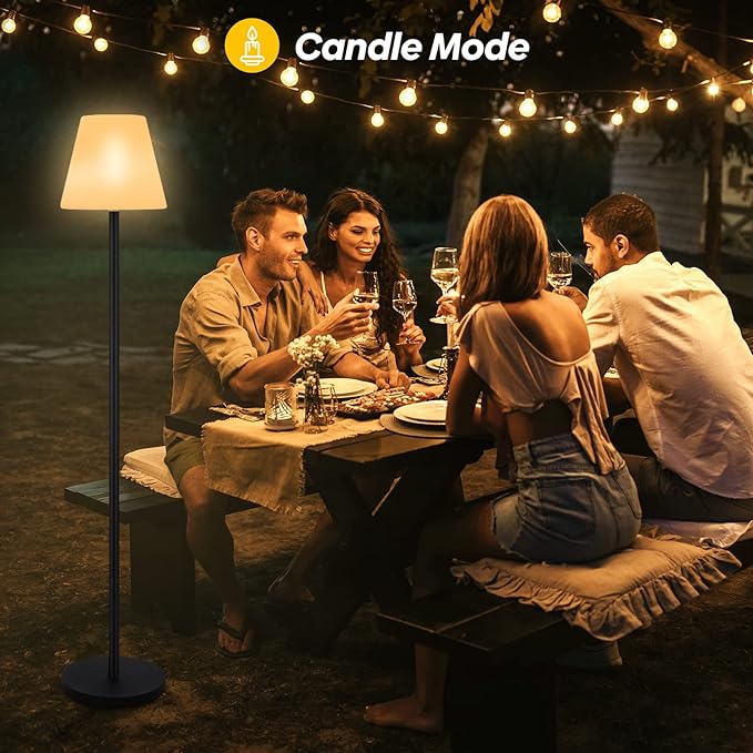 Outdoor Floor Lamp Solar Powered Outdoor Lamps for Patio Waterproof,Rechargeable Indoor Cordless Floor Lamp with Light Sensor,Dimmable Warm White+RGB LED Outdoor Lamp for Lawn,Pool,Garden.