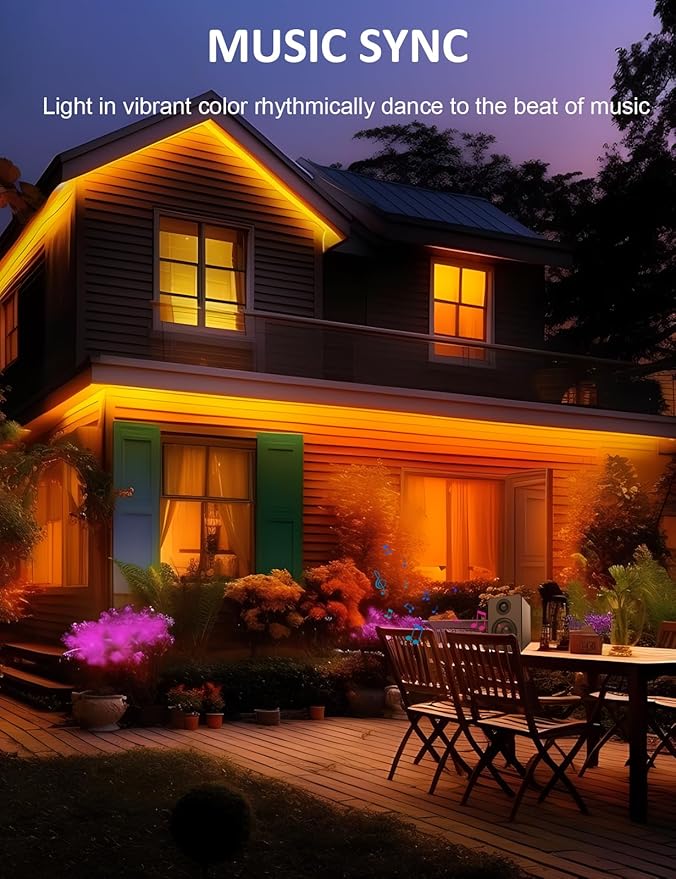 100ft Outdoor Led Strip Lights Waterproof, 480 LEDs Dimmable Outdoor Led Lights with APP and Remote, Music Sync Timing Function RGB Strip Lights for Garden, Pool and Balcony