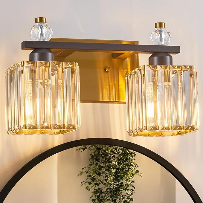 Black Gold Bathroom Vanity Lights Crystal Vanity Light Bathroom Lighting Fixtures 2 Light Modern Vanity Lighting Fixtures
