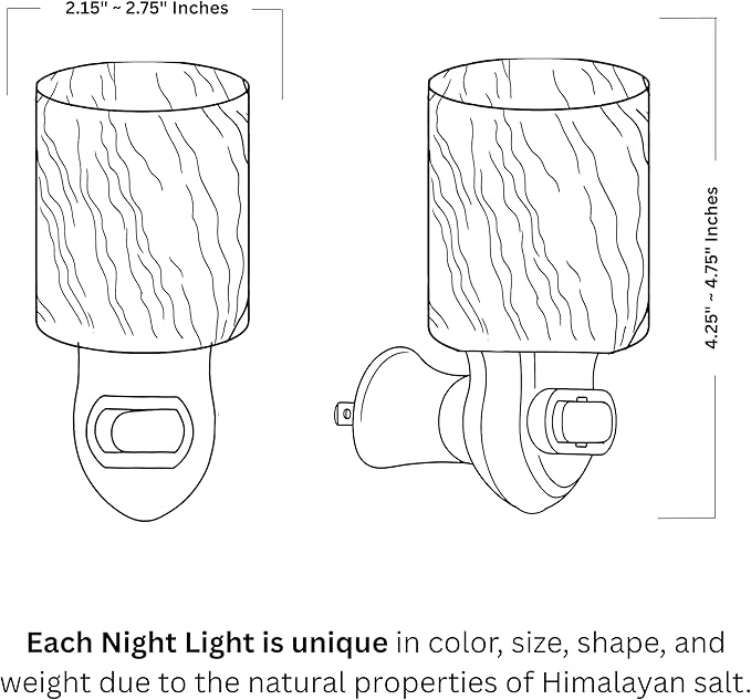 Spantik Himalayan Rock Salt Night Light Cylinder Shape 2Pack