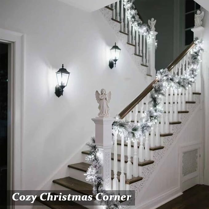 100 Counts LED Christmas Lights Outdoor - 50FT Cool White LED Christmas Lights Commercial Grade Outdoor Waterproof, White Wire Mini Plug in, 5mm Wide Angle Indoor for Xmas, Tree, UL Certified