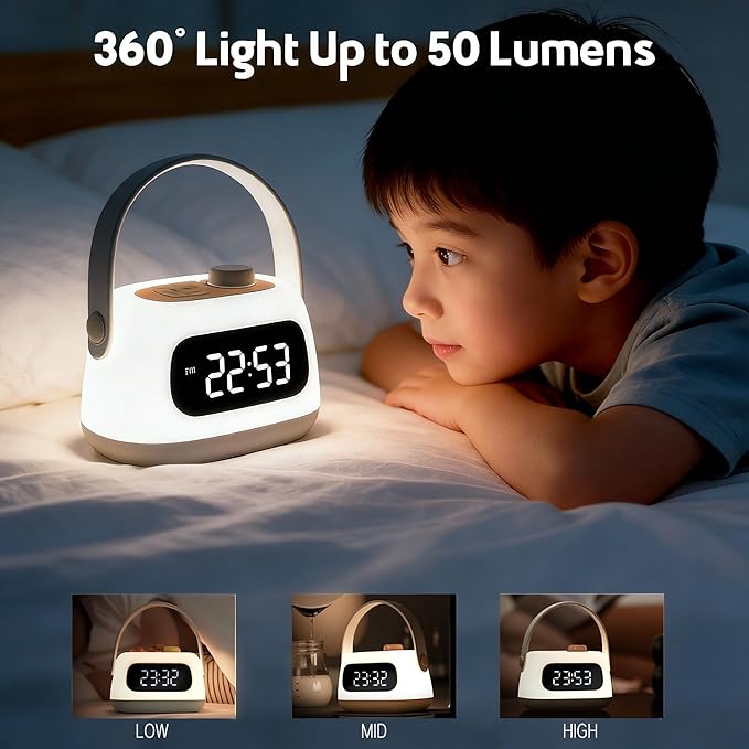 QANYI Kids Lanterns,Portable and Rechargeable Night Light for Kids Room with Dimmable and Clock Time, LED Camping Lantern Emergency Lights Hanging and Table Lamp for Home,Tent,Camp,Girls