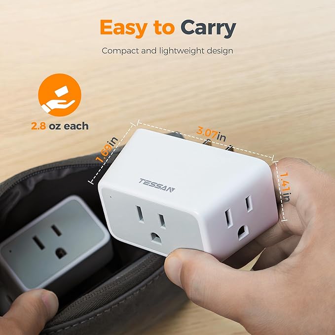 TESSAN Multi Plug Wall Outlet 2 Packs, 2 Prong to 3 Prong Foldable Adapter, 3 AC Plug Extension Outlet Extender, 1875W Max for Cruise Ship, Home, Office, Dorm, Travel Essential