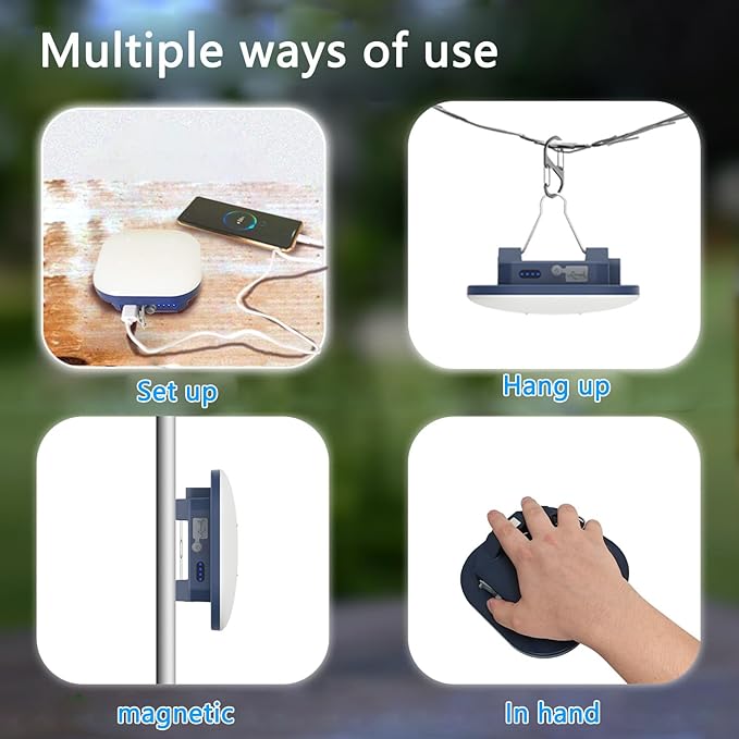 6 inch Rechargeable Camping Light TeiNewBy 4000LM 16500mAh up to 10-60 Hours Running, 5 Light Modes,LED Camping Lantern Portable,Magnetic Base for Hurricane Emergency, Outdoor, Hiking, Home and Car