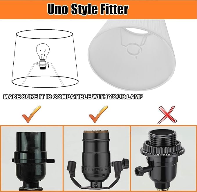 Uno Lamp Shade,Drum Pleated Lamp Shades 5" Top x 9" Bottom x 7" Slant Height,Barrel Small Replacement Lampshade (Slip Uno Fitter), Fabric Lampshades Table lamp Shades Bottle Lamp Shade,1 Pack(White)