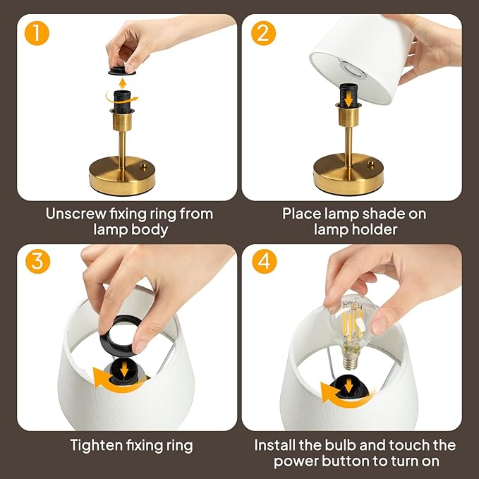 EppieBasic Cordless Table Lamp Small: Fast Charging & Long Lasting - 2700K Warm Light Dimmable - Vintage Mini Rechargeable Lamps for Dinning Living Room Bedroom