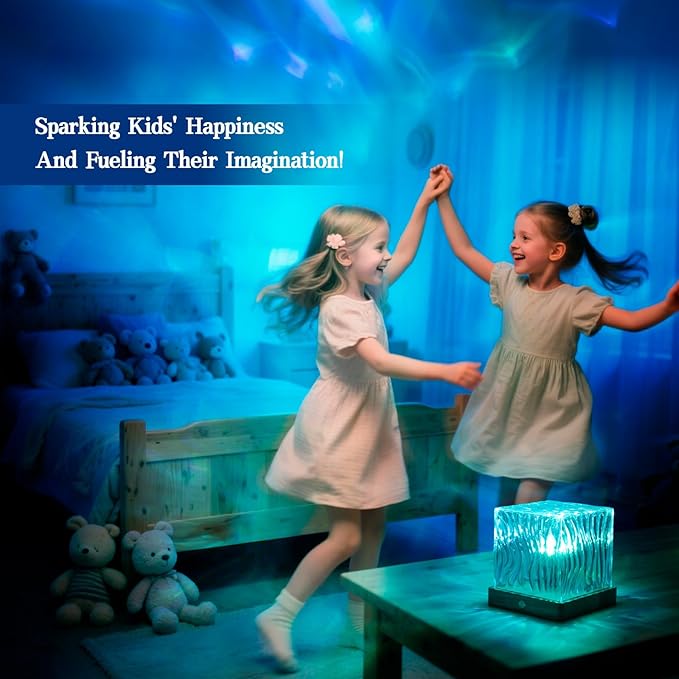 Aurora Glow Lamp, 16 Colors Ocean Wave Projector Cube Light W/Remote, Rechargeable Cordless Northern Lights Wave Cube Light, for Bedroom Kids Room Christmas & Birthdays Decor