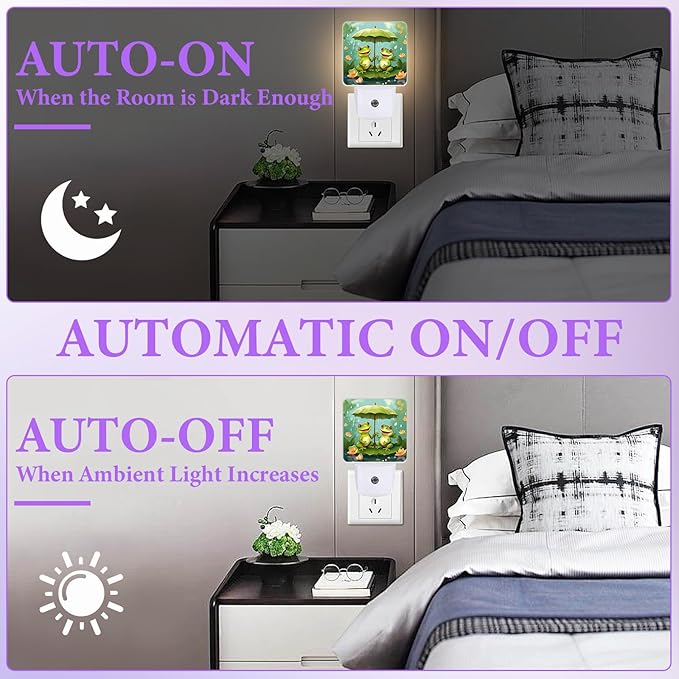 Cartoon Frog Night Light,Lotus Flower Night Lights Plug into Wall,Led Lamp for Stairway/Hallway/Bedroom 0.5W Nightlight Sleep Friendly