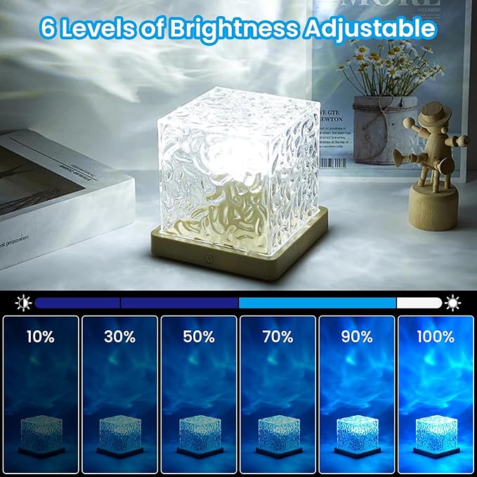 Northern Lights Ocean Wave Projector Light,16 Colors Gradual Rotating Water Cube Lamp,Underwater Projector Light with Remote Control for Kids Adults,Ocean Wave Night Light for Bedroom