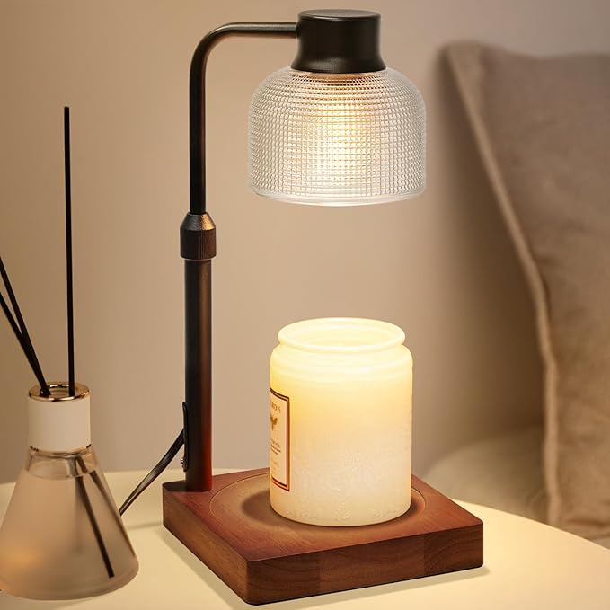 KLL Candle Warmer Lamp with Timer and Dimmer: Retro Electric Wax Melt Warmer for Scented Candles - Aesthetic Home Decor for Bedroom & Office - Ideal Gifts for Women, Gifts for Mom - Brown