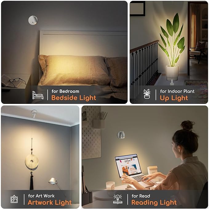 Wireless LED Spotlights Indoor with Remote Rechargeable Picture Lights Uplighting Indoor Dimmable Warm White Accent Lighting Battery Operated Spotlight for Plant Artwork Painting Wall, 2 Pack