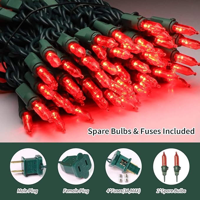 LAMPHOME 21.6ft 100 LED Red Valentine Lights, Connectable Valentine Room Light Indoor Plug-in, Green Wire Red Christmas String Light Outdoor Waterproof for Valentines Day Bedroom, Party,Wedding