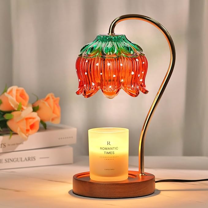 Strawberry Candle Warmer Lamp, Cute Candle Lamp with Timer & Dimmable, Birthday for Women Mom, House Warming Gift New Home, Lotus Wax Melt Warmer for Yankee Village Candles