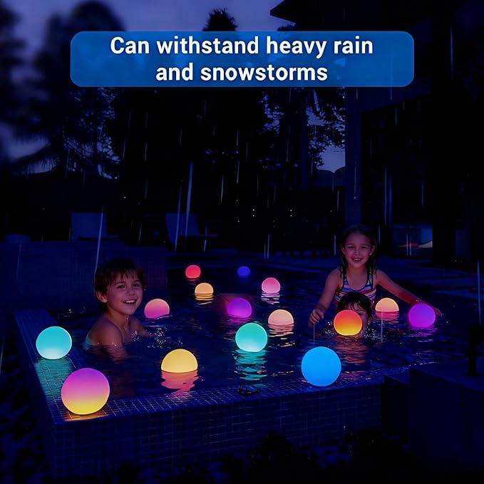 LOFTEK LED Ball Light, Multi-Color Rechargeable Night Lights, 3-inch RGB Ball Mood Lighting, Waterproof Ambient Lighting Lamp for Home Bedroom Patio Pool Decorative Lighting, Xmas Gift, 4 Pack